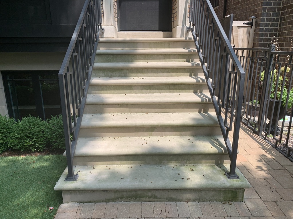 Limestone Step Cleaning Before Lincoln Park Chicago