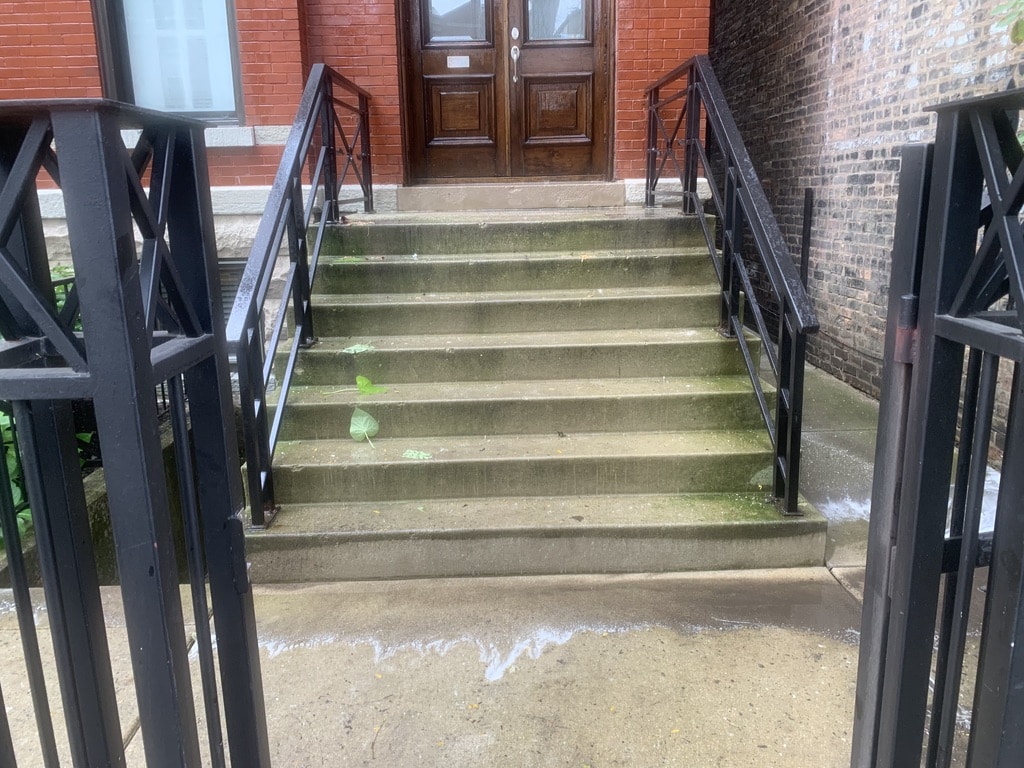 Limestone Pressure Washing Before Lincoln Park Chicago